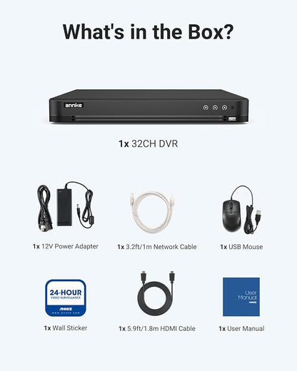 ANNKE 32CH H.265+ 3K Lite Security AI Digital Video Recorder with Human/Vehicle Detection, 5-in-1 CCTV DVR for Home/Business Surveillance Camera System, 24/7 Recording, P2P Technology, NO Hard Drive