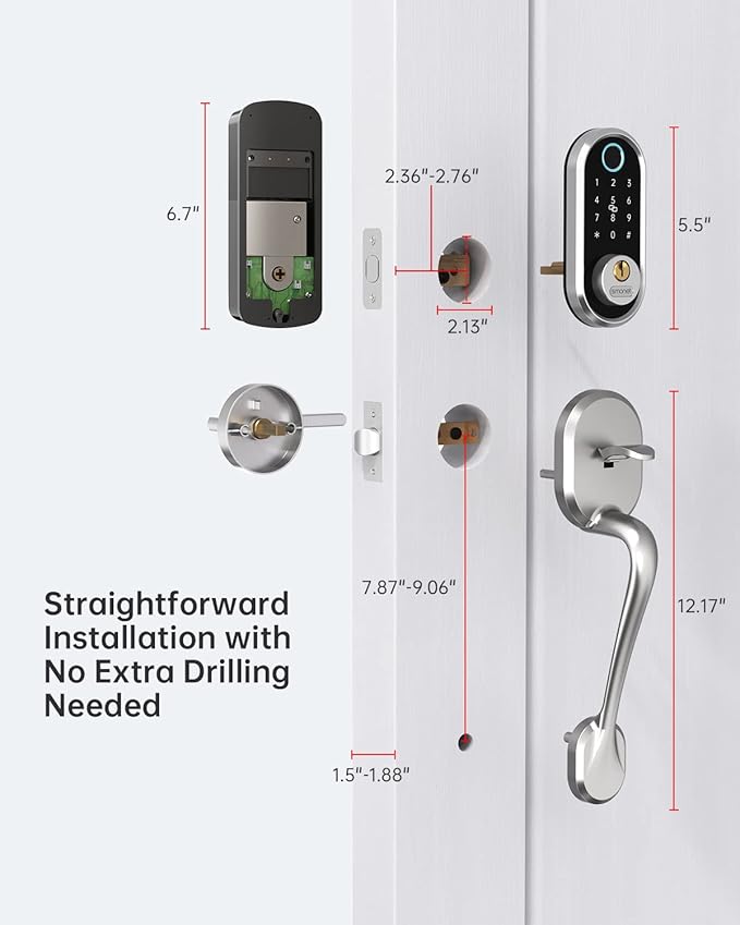 Keyless Entry Door Lock Handle: SMONET Smart Front Door Lock Set Alexa Deadbolt Locks with Handle Bluetooth Electronic Digital Keypad with APP Voice Control Keyfob Auto for Home