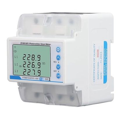 WiFi Bidirectional Metering Energy Voltage Current Protection 60-300V 100A Smart, for Tuya 3P 4W