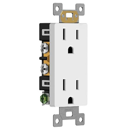 ENERLITES 100 Pack Decorator Wall Outlet 15A Standard Electrical Receptacle | Self-Grounding, UL Listed, 5-15R, 125V, Non-Tamper Resistant Residential Outlets for Home, Kitchen, Bathroom, Glossy White