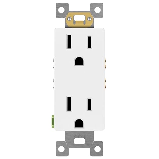 ENERLITES 1 Pack Decorator Wall Outlet, 15A Standard Electrical Receptacle | Self-Grounding, UL Listed, 5-15R, 125V, Non-Tamper Resistant Residential Outlets for Home, Kitchen, Bathroom, Matte White