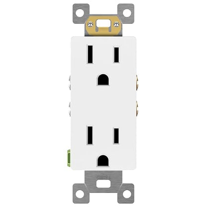 ENERLITES 1 Pack Decorator Wall Outlet, 15A Standard Electrical Receptacle | Self-Grounding, UL Listed, 5-15R, 125V, Non-Tamper Resistant Residential Outlets for Home, Kitchen, Bathroom, Matte White