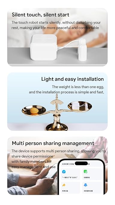 Bluetooth Fingerbot Touch Smart Button, No Wiring Switch, Work with Smart Life App, Add Tuya Bluetooth Hub Make it Compatible with Alexa, Timer.