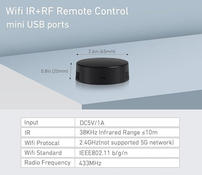 Rollerhouses WiFi IR&RF Smart Remote Control Hub for Smart Home Automation, TV, Curtain, Shades Remote - Tuya/Smart Life App Control, Voice Control with Alexa&Google Assistant