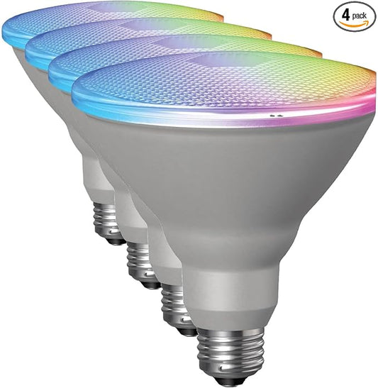 Feit Electric PAR38/RGBW/CA/AG 90 Watt Equiv, 2.4 GHz WiFi Only, No Hub Required, Color Changing and Tunable White (Pack of 4)
