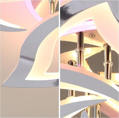 50W Modern LED Ceiling Light, Dimmable Flush Mount Fixture | Modern Flower Design, Remote Control, 3000-6000K Adjustable Light, RGB Ambient Backlight for Bedroom Living Room Dining Room