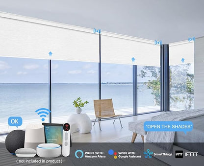 Bringnox Motorized Blinds with Remote,100% Blackout Smart Roller Blinds Compatible with Google Home and Alexa Via HUB,and Motorized Window Blinds Customized