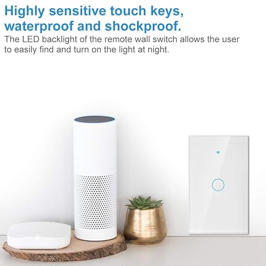 WiFi Touch Screen Smart Switch and Home Control | 1-Way AC Panel with Remote App Control (White)