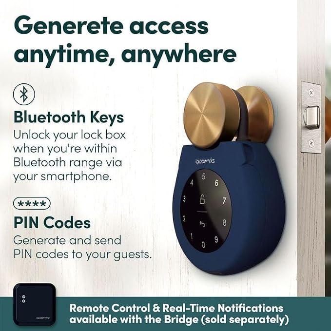 igloohome Keybox 3E Smart Lock Box – Large Key Safe w/Airbnb Sync (iOS/Android) – Remotely Generate Bluetooth-Keys & Pin Codes Without Internet