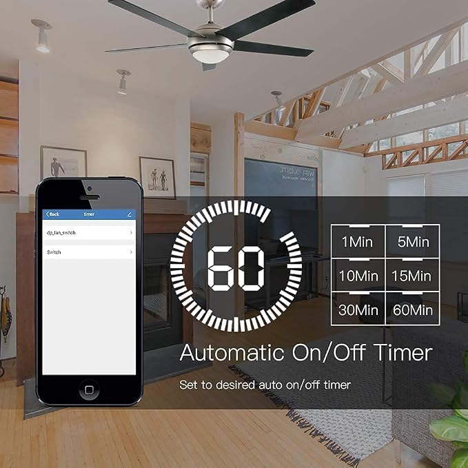 MOES WiFi Smart Ceiling Fan Light Wall Switch, Smart Life/Tuya APP Remote Timer and Counterdown, Compatible with Alexa and Google Home, No Hub Required, Neutral Wire Required,White