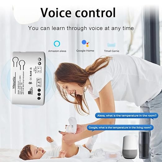 EWeLink 1CH Wireless Smart Switch AC85V-250V Smart WiFi Relay Switch Module, Bluetooth Network, Compatible with Alexa Google Home