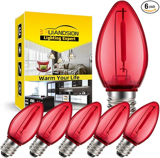 Ruiandsion E12 LED Bulb 110V Red E12 Screw-in for Chandelier Holiday Light String Wall Night Display Light Pack of 6