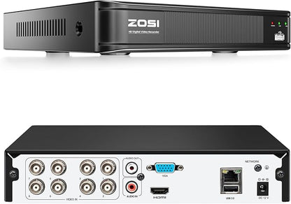 ZOSI H.265+ 5MP 3K Lite CCTV DVR 8 Channel Full 1080p, AI Human Vehicle Detection, Remote Access, Hybrid Capability 4-in-1(Analog/AHD/TVI/CVI) Surveillance DVR for Security Camera (No Hard Drive)