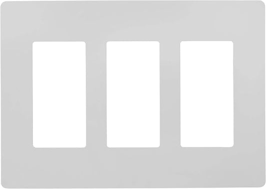 Faith Electric 3-Gang Decorator Screwless Wall Plate Child Safe Outlet Covers, 4.68" H x 6.6" L, Fits GFCI, USB Receptacles, Dimmers, and Lighting Controls, ETL Listed, White