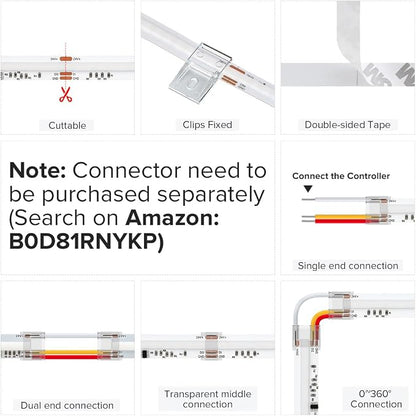 BTF-LIGHTING 16.4FT WS2811 Smart IC RGB DC24V FCOB COB LED Strip Light | UL Listed 630LEDs/m High Density Color Chasing Light 10mm Width for Home Party DIY Lighting(No Adapter or Controller)