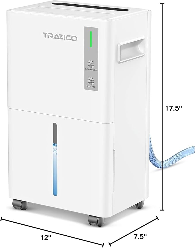 1500 Sq.ft Dehumidifier for Basement, Trazico 21 Pint Quiet Dehumidifiers for Home with Drain Hose, Smart Humidity Control, 3 Modes, 24H Timer, Auto Defrost, for Large Room, Bedroom, and Bathroom