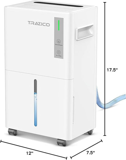 1500 Sq.ft Dehumidifier for Basement, Trazico 21 Pint Quiet Dehumidifiers for Home with Drain Hose, Smart Humidity Control, 3 Modes, 24H Timer, Auto Defrost, for Large Room, Bedroom, and Bathroom