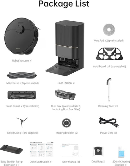 DREAME X40 Ultra Robot Vacuum and Mop Combo, 12,000Pa Powerful Suction, Side Brush Extend and Lifting, Mop Extend, Mops Raising and Removal, Washboard Self Cleaning and Mop Cleaning
