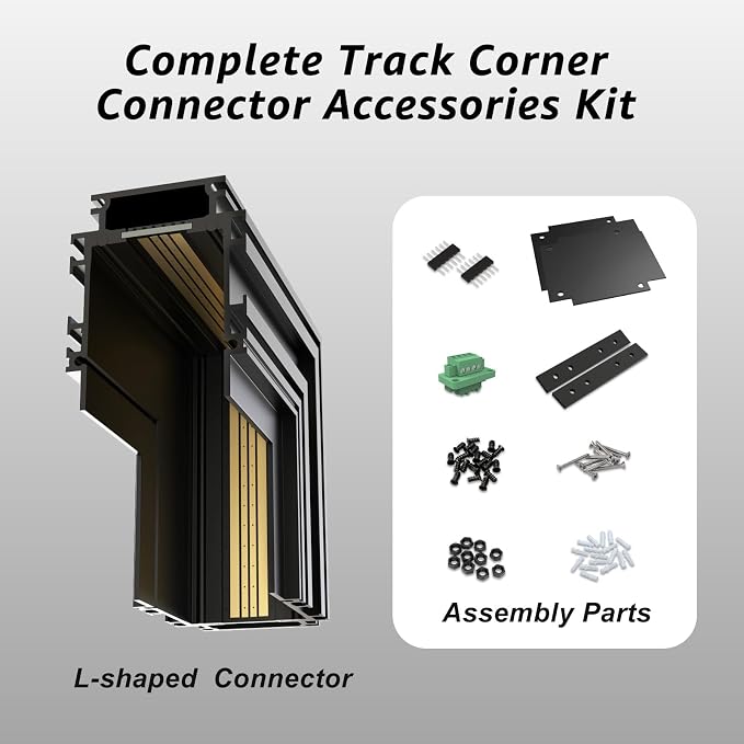 90-Degree Corner Connector for 4-Wire Magnetic Track | Aluminum Alloy Vertical Shape Joint, Recessed Rail for LED Track Light, ONLY Compatible Rails, ETL Certificate