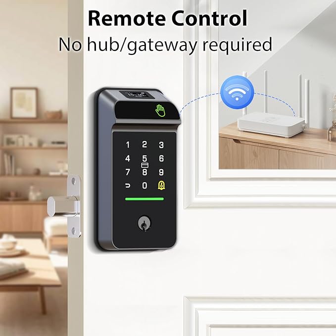 eLinkSmart Palm Vein Smart Door Lock Built-in WiFi, 6 in 1 Keyless Entry Door Lock with App Remote Alexa Control Auto Lock Rechargeable Battery, Waterproof Front Door Deadbolt No hub No Drilling