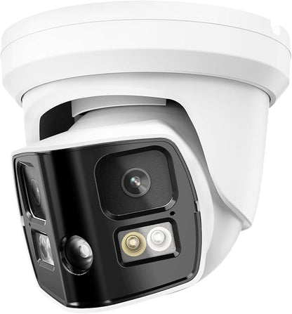 UNILOOK 4K 8MP Dual Lens PoE IP Security Camera Outdoor, 180 Degree Panoramic Wired Security IP Camera, Smart Dual Light, AI Human/Vehicle Detection, Two Way Talk, 512GB SD Slot, Full Metal, NDAA