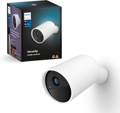 Philips Hue Secure Battery Camera 1-Pack, 1080P Resolution, Monitoring, Notifications, Seamless Integration, Rechargeable, Indoor and Outdoor, White, Free 24-Hour History