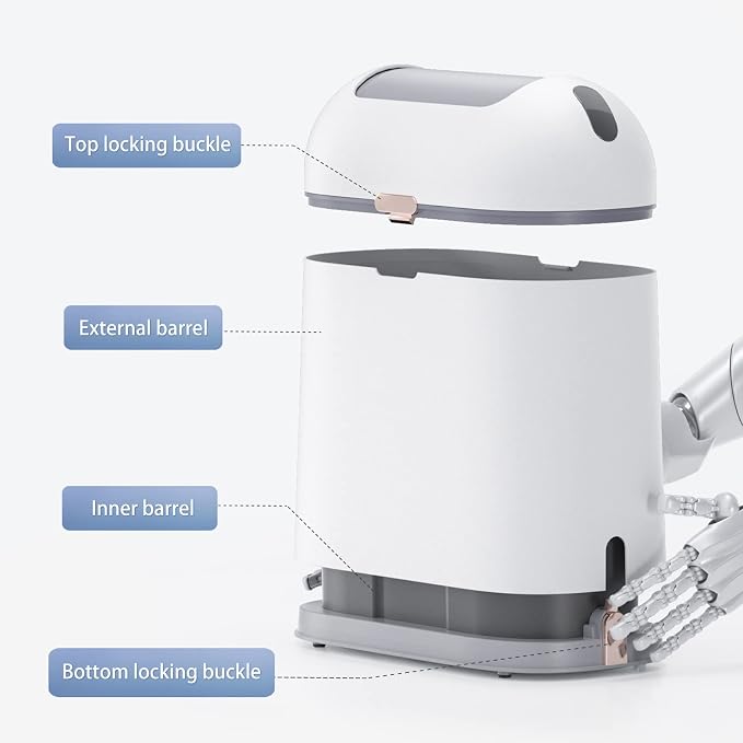 ELPHECO Bathroom Trash Can with lid 2.5 Gallon, Motion Sensor, White Golden
