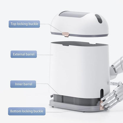 ELPHECO Bathroom Trash Can with lid 2.5 Gallon, Motion Sensor, White Golden