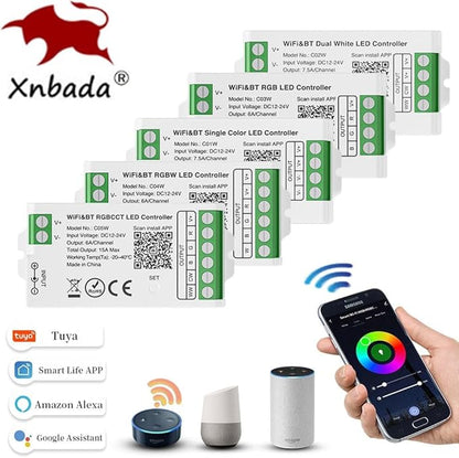 C03W 4PIN RGB LED Strip Contrallor,2.4GHz WiFi Group Controller Alexa Google Home,Smartphone APP Control Compatible with LM096 RC03RF FUT096 WR01RF RGB Remote,DC12-24V