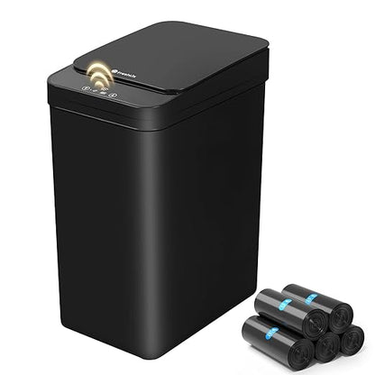 FRESHLIX Bathroom Trash Can, 2.6 Gallon Automatic Motion Sensor Touchless Garbage Can, Waterproof Trash Bin with Lid, Narrow Small Waste Bin for Kitchen, Office, Bedroom, Black