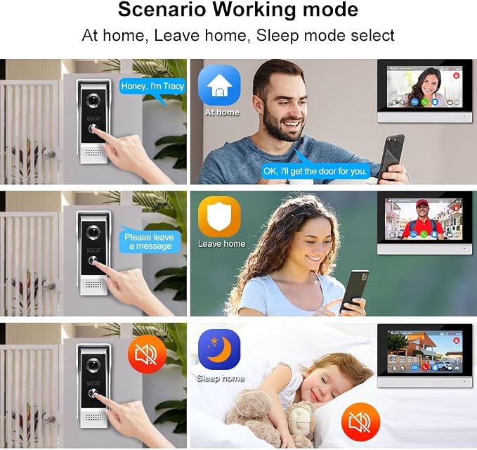 YiToo 7" Wired Video Door Phone Intercom System 1080P Indoor Monitor Touch Screen with HD Infrared Outdoor Doorbell WiFi Tuya APP Connection for Villa Home Office Apartment