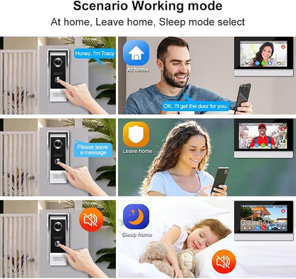 YiToo 7" Wired Video Door Phone Intercom System 1080P Indoor Monitor Touch Screen with HD Infrared Outdoor Doorbell WiFi Tuya APP Connection for Villa Home Office Apartment