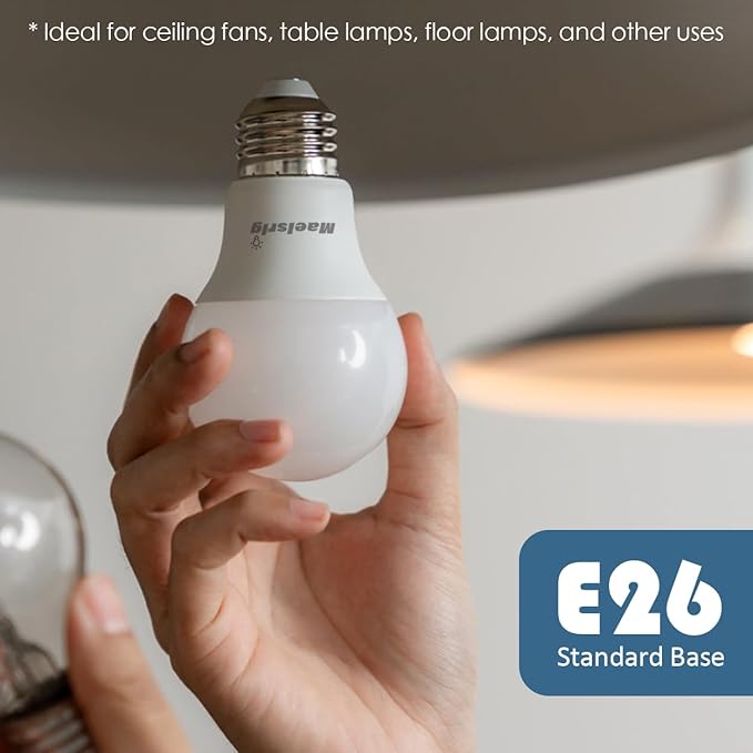 Maelsrlg A19 LED Light Bulbs 60 Watt Equivalent, 90 CRI, Dimmable, Daylight 5000K, 760 Lumens, E26 Base, 120V, 8W LED Bulbs for Bedroom Living Room, 8-Pack