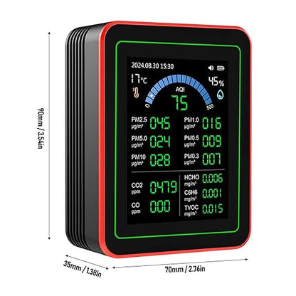 AUNMAS Air Quality Monitor ZN MT32, Multi Parameter with Highly Sensitive Sensors, Data Logging and Analysis, for Home and Office Use