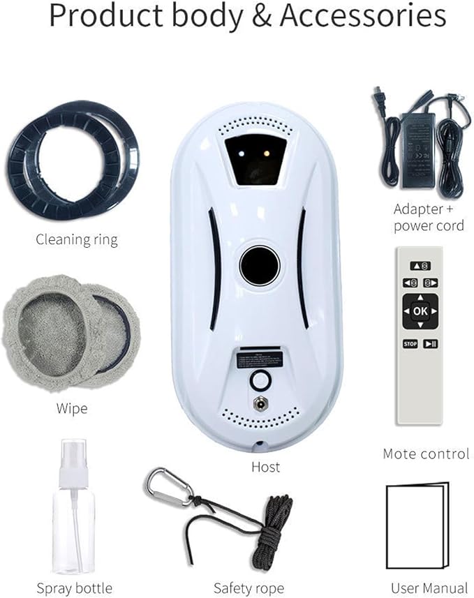 Automatic Window Cleaning Robot, Robot Window Cleaner with AI Intelligent Positioning & Edge Detection & Powerful Suction, Anti-Drop Safety for High-Rise Glass & Large Bay Windows