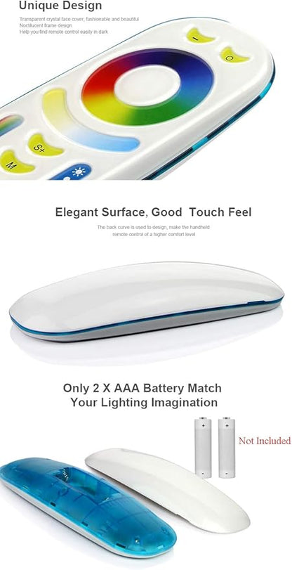 LGIDTECH FUT092 4-Zone RGB+CCT 2.4GHz RF Remote Controller(Not Include Battery) for Milight/LED Light Bulb,Flood Light,Led Strip Controller