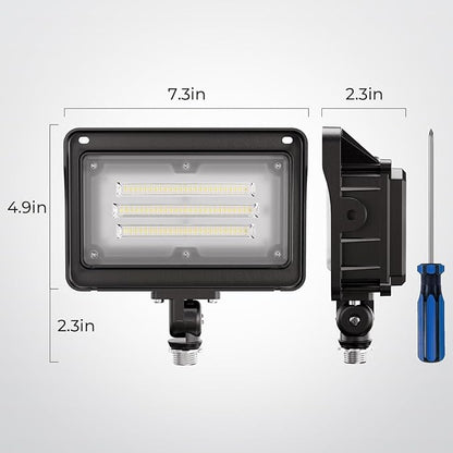 CINOTON Dusk to Dawn LED Flood Light Outdoor 50W, 7000LM IP65 Waterproof Security Wall Light Fixture with 180°Knuckle for Warehouse Patio Porch Garage 5000K Daylight AC100-277V, 1 Pack