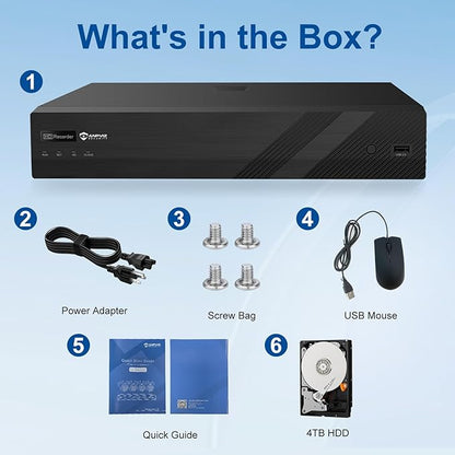 Anpviz 12MP 16 Channel POE NVR IP Security Video Audio Recorder Pre-Installed 4TB HDD, Only Plug & Play with Anpviz Cameras, Support 12MP/8MP/6MP/5MP/4MP/3MP IP PoE Camera for Business, NDAA