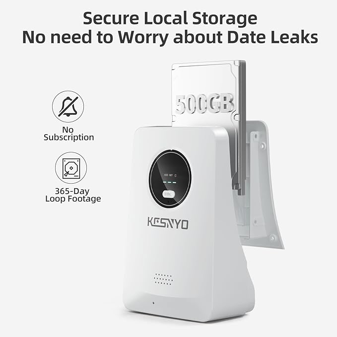 Solar Security Cameras Wireless Outdoor, 4MP Solar Powered Home Security Cameras System, 4 Cam kit, Color Night Vision, 360° PTZ, 500G HDD Local Recording, No Monthly Fees