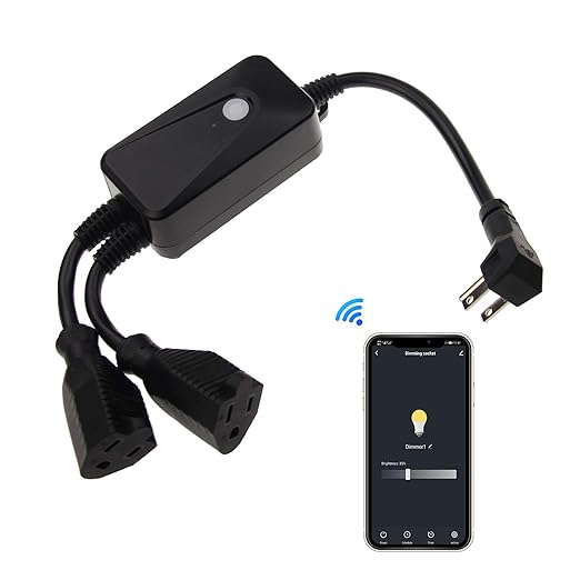 Ironsmith Lighting Products Waterproof Smart Dimmer - 400W Max, 120V Input Lamp Fixture, Incandescent, Halogen and LED Light Bulbs and Smart Home App, Google, Alexa Support - 2 Plug in Receptacles