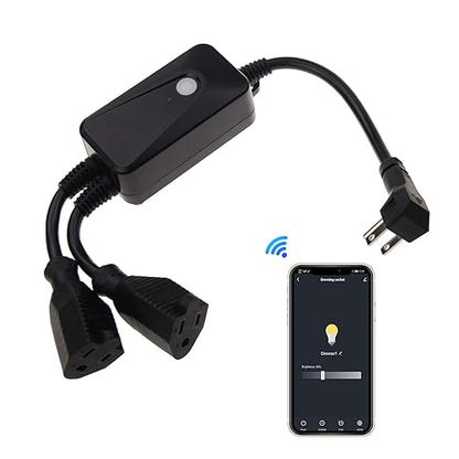 Ironsmith Lighting Products Waterproof Smart Dimmer - 400W Max, 120V Input Lamp Fixture, Incandescent, Halogen and LED Light Bulbs and Smart Home App, Google, Alexa Support - 2 Plug in Receptacles