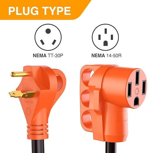 Nilight 30 Amp to 50 Amp RV Plug Electrical Adapter Cord Dogbone 18 Inch | TT-30P 30A Male Plug 14-50R 50A Female Receptacle Convert 30AMP Campground Power to 50A for 50A RV Camper Trailer Not for EV