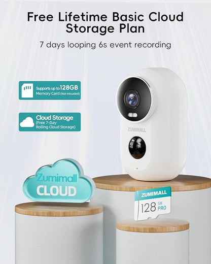 ZUMIMALL Security Cameras Wireless Outdoor, 2 Packs, 2K Cameras for Home Security, Outdoor/Indoor Camera Battery Powered, 2.4G WiFi, Magnetic Mount,3MP Color Night Vision/Siren/PIR/AI/Cloud/Alexa