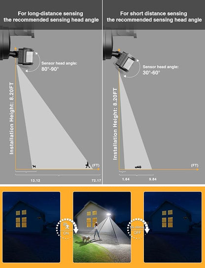 Onforu 65W Smart LED Security Lights Motion Sensor Light Outdoor, APP Control, Outdoor Motion Detector WiFi Alexa Flood Light 5500LM, 2500K-6500K, with Adjustable 3 Head, White