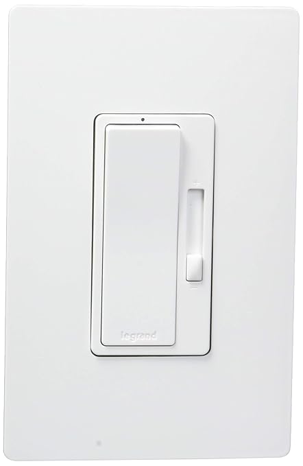 Legrand Radiant 450W Preset Decorator Rocker LED Dimmer Light Switch, with Locator & Screwless Wall Plate, For Dimmable LED and CFL Bulbs, RH453PWPW, Single Pole/3-Way, White, 1 Count