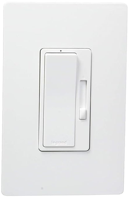 Legrand Radiant 450W Preset Decorator Rocker LED Dimmer Light Switch, with Locator & Screwless Wall Plate, For Dimmable LED and CFL Bulbs, RH453PWPW, Single Pole/3-Way, White, 1 Count