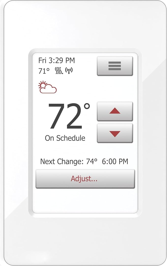 WarmlyYours UWG4-4999 nSpire Touch WiFi Programmable Smart Thermostat, with Touchscreen, Class A GFCI, and Floor Sensor (White)