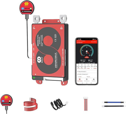 DALY Smart BMS 4S-16S 40A-500A with WiFi Module and CAN 485 Communication Protection Board for LifePO4 Lithium Battery Pack (Smart BMS 16S 48V，60A)