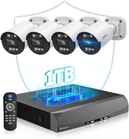 Two-Way Audio PoE Security Camera System Outdoor, 5MP Wired Cameras with 4K 8CH NVR Systems, Home Surveillance Video DVR Kits