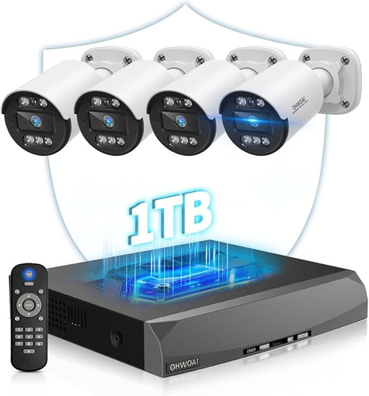 Two-Way Audio PoE Security Camera System Outdoor, 5MP Wired Cameras with 4K 8CH NVR Systems, Home Surveillance Video DVR Kits